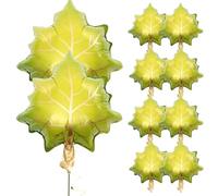 CONGARTENO 10pcs Maple Leaf Foil Balloons Green Thanksgiving Balloons Set for Autumn Harvest Festival Party Decor Fall