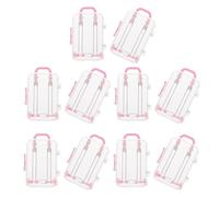 CONGARTENO 10PCS Mini Suitcase Favor Boxes Clear Plastic Rolling Trolley Candy Containers with Dividers for Wedding Birthday Jewelry Storage and Travel Snacks Organizer