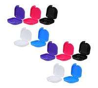 CONGARTENO 10pcs Orthodontic Retainer Case Dental Appliance Container for Square Retainers Portable False Tooth Storage Boxes in Black White Pink Purple Blue Travel-Friendly Pocket