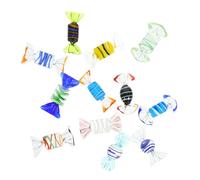CONGARTENO 12pcs Colorful Glass Candy Ornaments Lifelike Decorative Candy Crafts for Home Desk Vintage Style Abstract Painted Glass Adornments Stable Base for Bedroom Living Room Study