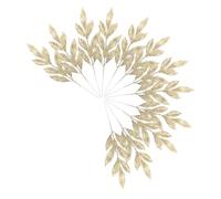 CONGARTENO 12pcs Gold Artificial Glitter Leaf Picks Christmas Tree Sprigs for DIY Wreaths Ornaments Vase Decor Sparkling Faux Leaves Branches for Holiday Floral Displays and Wrapping