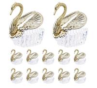 CONGARTENO 12Pcs Gold Plastic Swan Wedding Candy Boxes - Small Party Favor Containers with Divided Tray for Wedding, Shower, Birthday Treat Holders