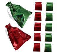 CONGARTENO 12PCS Holographic Foil Drawstring Gift Bags with Shiny Finish for Holiday Birthday Party Favors Small Creative Present Wrapping Pouches for Candy and Small Gifts Secure and
