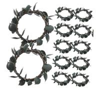 CONGARTENO 12pcs Rustic Farmhouse Eucalyptus Leaf Napkin Rings Set Handmade Greenery Napkin Holders for Wedding Banquet Table Decor Vintage Country Style Serviette Rings for Holiday Parties