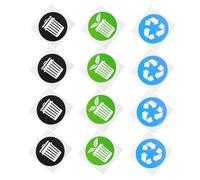 CONGARTENO 12pcs Self-Adhesive Trash Can Recycling Stickers PVC Garbage Sorting Labels for Home Office Indoor Outdoor Use Environmental Protection