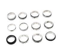 CONGARTENO 12Pcs Stainless Steel Fidget for Women Vintage Anxiety Spinner Jewelry Unique Design for Parties Weddings Special Occasions Durable Stylish