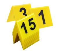 CONGARTENO 15pcs Tent Table Numbers for Wedding Reception and Theme Halloween Party Supplies Crime Scene Markers with Stable Antitip Design Easy to Clean Detective Game Decorations