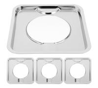 CONGARTENO 19cm Square Gas Stove Drip Pans 4-pack Stainless Steel Burner Catch Trays Heat-resistant Cooktop Oil and Food Spill Protector