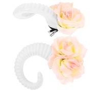 CONGARTENO 1pair Gothic Sheep Horn Hair Clips Flower Accents for Halloween Cosplay and Festive Celebrations and Unique Design for Stylish Hair Accessories