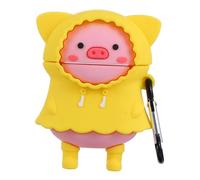 CONGARTENO 1set Cartoon Earbud Case Cover for Silicone Protective Sleeve Keychain Shockproof Design Wear-resistant Convenient Charging Access Cute Pig Raincoat Theme