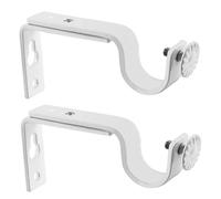 CONGARTENO 2 Pair White Curtain Rod Brackets for Poles Simple Design Drapery Rod Holders Easy to Install Wall Mount Curtain Pole Support for Home Decor