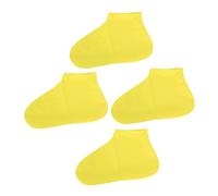 CONGARTENO 2 Pairs Thickened Latex Shoes Covers Non-Slip Professional Shoe Protectors Rainproof Dustproof Overshoes for Outdoor Use Yellow