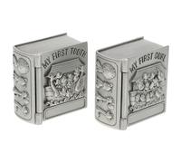 CONGARTENO 2 Pcs Metal Tooth Storage Boxes for Animal Patterns Retro Keepsake Cases with Flannel Lining for Babys Milk Teeth and Lanugo Safe Containers for Precious Childhood Memories