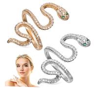 CONGARTENO 2 Pcs Snake Ring Animal Band Rings for Women Men Stylish Jewelry for Teen Friends Unique Birthdays Special Occasions Durable with Glittering Gemstones