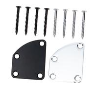 CONGARTENO 2 Sets Guitar Neck Mounting Plates Stainless Steel Neck Joint Back Plates Replacement for Electric Guitar Bass Scratch-resistant Silver Black