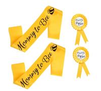CONGARTENO 2 Sets of 4pcs Bee Badge Corsage Party Etiquette Belt Decorative Satin Sash Bright Festive Style for Birthday Party