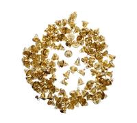 CONGARTENO 200pcs Small Gold Metal Bells Tiny Open Horn Shape Decorative Christmas Tree Pendants Clear Jingle Sound DIY Holiday Craft Accessories for Wind Chimes Dog Training Wedding Party