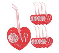 CONGARTENO 20pcs Heart Shape Valentine Present Tags with Pink Ribbon Creative Love Paper Cards for Wedding Mother S Day Thanksgiving Birthday Use Mini Greeting Cards