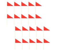 CONGARTENO 20pcs Red Construction Marking Flags Bamboo Poles Triangular Safety Pennants for Lawn, Site Survey, Utility Locate and Boundary Marking in Industrial Workplaces