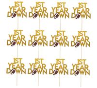 CONGARTENO 20pcs Rugby Ball Cake Picks for Boys Football Cupcake Toppers Sports Birthday and Shower Decorations Rugby Themed Party Supplies with Vibrant Paper Craftsmanship