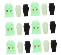 CONGARTENO 24pcs Halloween Mini Casket Figurines Realistic Tombstone and Coffin Ornaments for Spooky Graveyard Scenes Compact DIY Crafts Decorations for Party Pranks and Outdoor Use