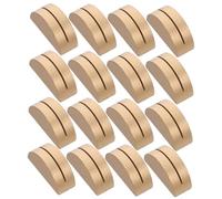 CONGARTENO 24pcs Rustic Semicircular Wooden Place Card Holders with Elegant Gold Finish Natural Grain Table Number Stands for Wedding Party Photo Display Memo Food Label Rack