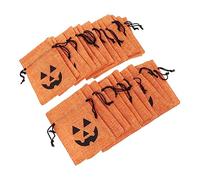 CONGARTENO 25Pcs Halloween Drawstring Bags Orange Linen Pumpkin Gift Storage Pouches Party Candy Treat Containers Souvenir Practical Lightweight Souvenir Bags
