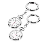 CONGARTENO 2pc Keychain-Shaped Record Watches Practical Boy Girl Exam Chronograph Intimate Hanging Buckle Design Lightweight Fashionable for Students and Elderly Silver