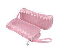 CONGARTENO 2pcs Ballet Shoe Storage Bag Ventilated Pink Zipper Dance Organizer Tote for Compact Dustproof Pointe Slipper Holder for Gymnastics and Travel