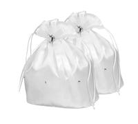 CONGARTENO 2pcs Bridal Money Bags Lightweight Wedding Handbags with Heart Ribbon and Rhinestone Accents for Ceremony Keepsakes and Cards Elegant Bride Favor Party Supplies
