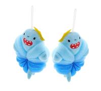 CONGARTENO 2pcs Cartoon Shark Bath Sponges Soft Mesh Body Scrubbers for Gentle Exfoliating Bathtub Safe for Sensitive Skin and Cute Bath Accessories