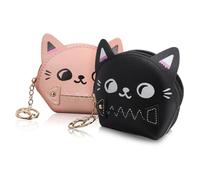 CONGARTENO 2pcs Cat Themed Coin Purse Kitten Wallet Key Bag Adorable Coin Pouches for Cat Lovers