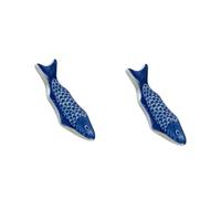 CONGARTENO 2Pcs Ceramic Fish Shaped Chopstick Holder Stable Rest Rack for Chopsticks and Tableware Dishwasher Safe Cutlery Accessory for Home Kitchen Restaurants Hotels
