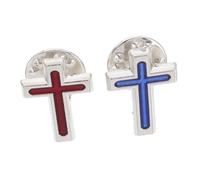CONGARTENO 2pcs Christian Cross Brooch Pins Religious Lapel Pins for Men Easy to Attach Tie Collar Decoration for Holy Communion Confirmation Gifts