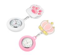 CONGARTENO 2pcs Clip-on Nurse Watch Luminous Pocket Watch with Quartz Movement Fresh Pattern Simple Style for Doctors and Nurses