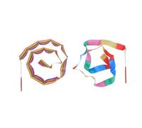 CONGARTENO 2pcs Colorful Rhythmic Gymnastics Dancing Ribbons with Flame Stitching for Twirling Streamers for Gymnastics Training Dance Circus and Performance
