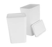 CONGARTENO 2pcs Compact Press Top Trash Can with Lid Space Saving Square Plastic Waste Basket for Office Kitchen Bedroom Bathroom Touchfree Garbage Bin for Spaces