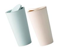 CONGARTENO 2pcs Desktop Trash Can with Lid Small Garbage Bin for Car Interior and Home Office Compact Flip-top Design Odor-reducing Sturdy Plastic in Khaki Light Green