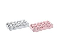 CONGARTENO 2PCS Egg Holder Tray for Refrigerator Kitchen Storage Plastic Egg Organizer Container in Pink and Gray Preventing Collision and Easy to Move