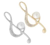 CONGARTENO 2pcs Fashionable Music Note Brooch Zinc Alloy Collar Pins with Pearl Embellishments for Women Creative Musical Accessories for Clothing Bags Hats and Stylish Jewelry