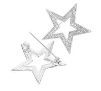 CONGARTENO 2pcs Five Pointed Star Brooch for Men Suit and Women Dresses Elegant Zinc Alloy Lapel Pins with Rhinestone Shine Lightweight Portable Cloak Clips for Sweaters Scarf Cardigan