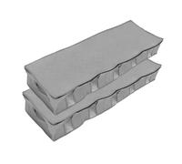 CONGARTENO 2pcs Foldable Grey Non Woven Under Bed Storage Case with Transparent Window Clothing Organizer Container with Divider for Bedroom Sundries Lightweight and Portable Storage