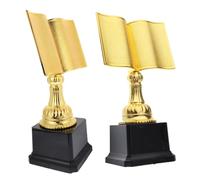 CONGARTENO 2pcs Gold Book Shaped Reading Trophy for Large Plastic Winner Award Cup for Reading Competitions Parent Keepsake Encouraging Achievement and Literacy