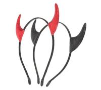 CONGARTENO 2pcs Halloween Devil Horns Headband Glitter Sparkly Demon Ears Hairband Lightweight Metal Hair Hoop Cosplay Accessories for Women Men Party Dress Up