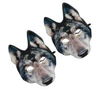 CONGARTENO 2pcs Halloween Wolf Mask Lightweight EVA Half Face Cosplay Mask for Masquerade Carnival Party Authentic Grey Werewolf Costume Accessory Fits