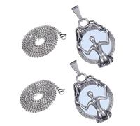 CONGARTENO 2PCS Hip Hop Stainless Steel Necklace with Mirroring Woman Pendant and Chain Bright Polished Luster Jewelry for Women