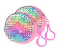 CONGARTENO 2pcs Ladies Small Wallet Sparkling Sequin Round Clutch Purse Large Capacity Compact Coin Holder for Women