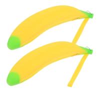 CONGARTENO 2pcs Large Capacity Silicone Banana Pencil Bag with Smooth Zipper Creative Fruit Shape Pen Pouches for Stationery Organization Practical School and Office Accessory