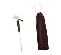 CONGARTENO 2pcs Long Handle Shoe Horn with Creative Horse Head Tip Metal Shoehorn and Wood Alloy Includes Flannel Bag Convenient Shoe Remover for Seniors Disabled Pregnant Women