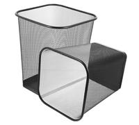 CONGARTENO 2pcs Metal Mesh Wastebasket with Hollow Breathable Design Sturdy Iron Base Square Trash Bin for Office and Kitchen Recycle Garbage Container in Black
